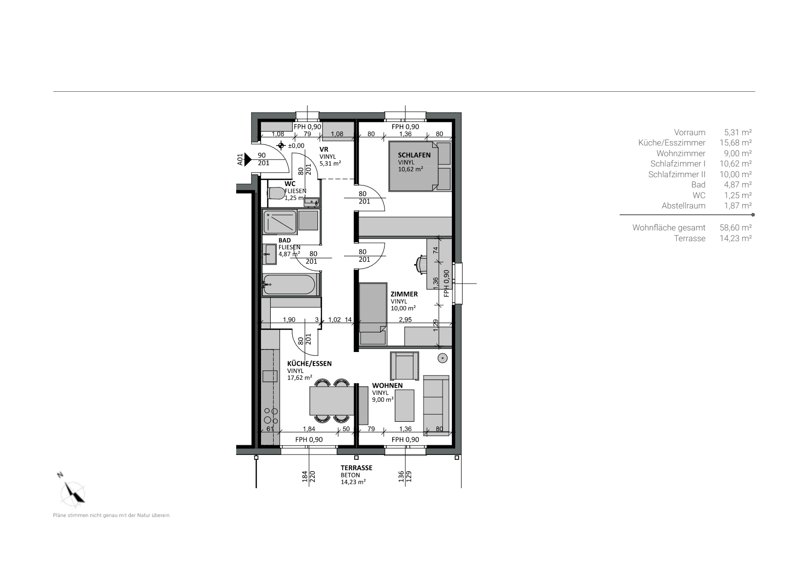 Grundriss Typ A, große Apartments