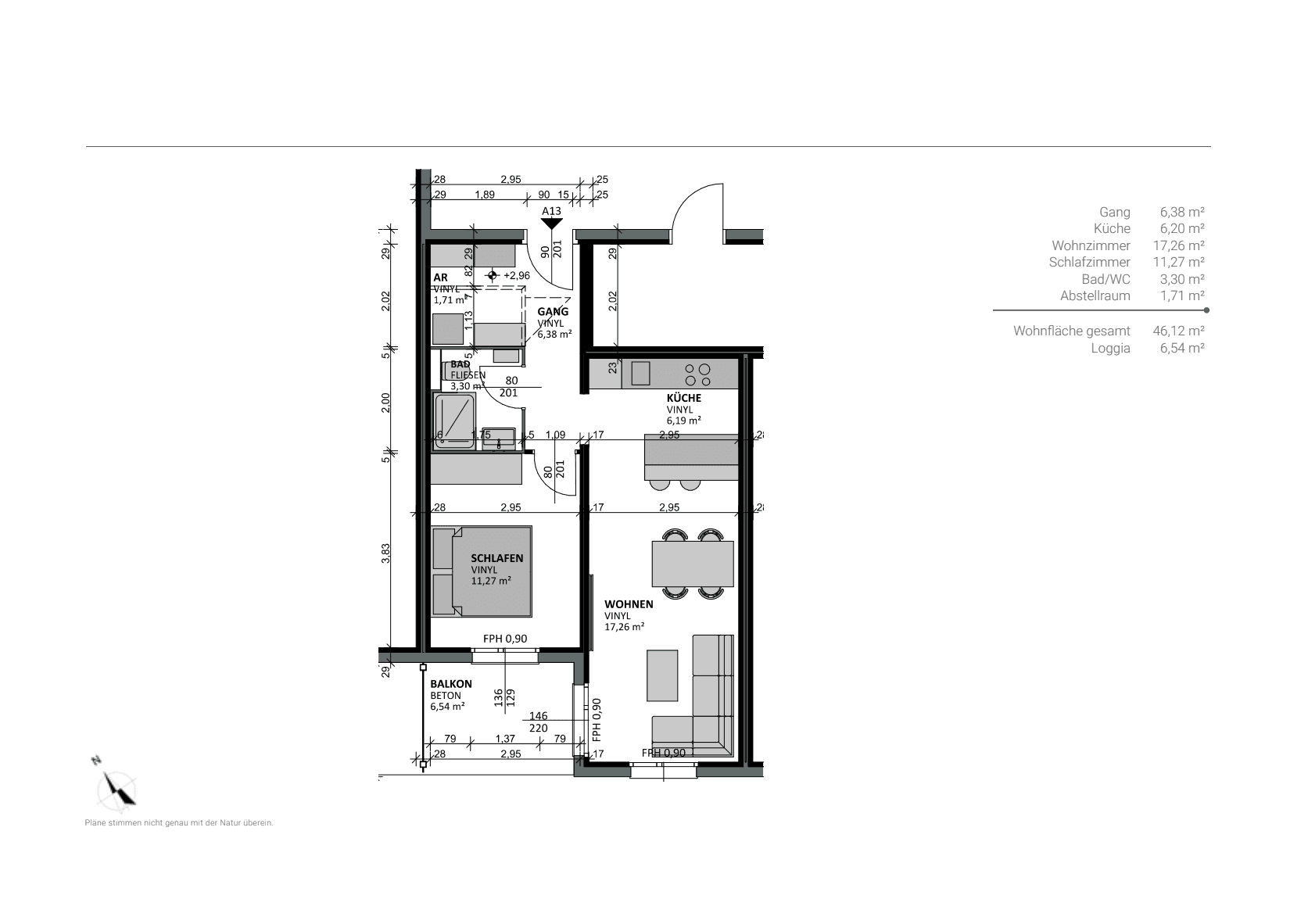 Grundriss Typ B, kompakte Apartments